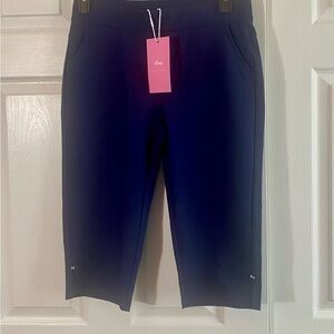 Casual summer dressy pull on stretch high waisted crop work leggings w/ pockets.